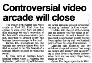 1984 arcade closure